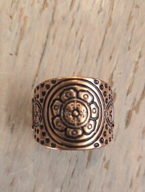 Copper-Tone Floral Medallion Band Ring